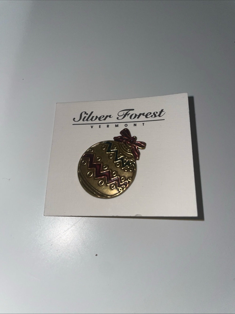 Silver Forest Vermont Egg Ornament Holiday Pin Brand New